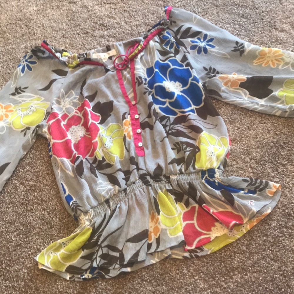Hollister Floral Peplum Boho Top Medium